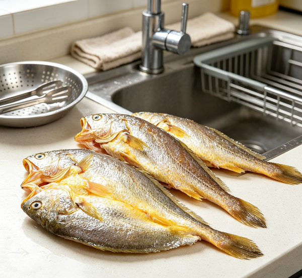 Golden Seafood Delight: Fresh & Flavorful Whole Fish